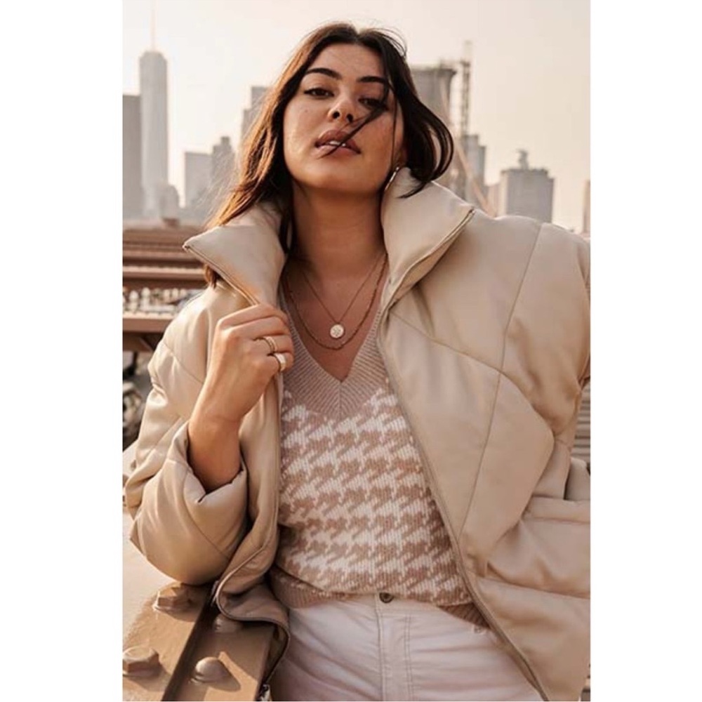 Abercrombie Oversized Vegan Leather Diamond Puffer